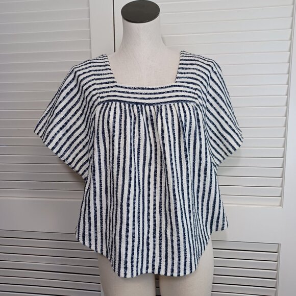 Madewell Tops - Madewell Butterfly‎ Top Womens Sz Small Isley Stripe Black White Square Neck